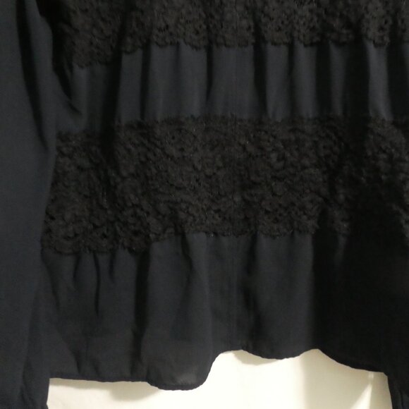 LOFT | large | Black Long Sleeve Blouse | Single Button Back Closure - Picture 13 of 14